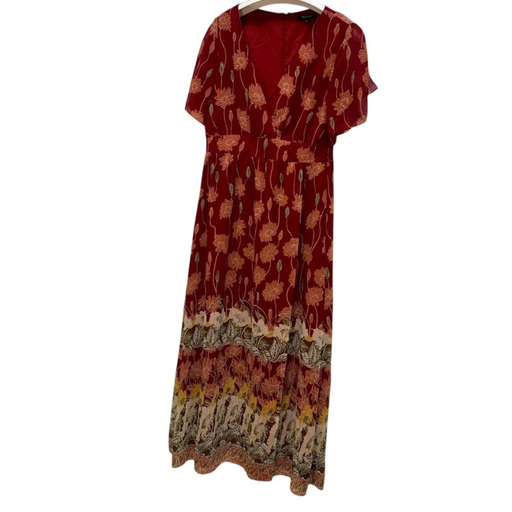 madewell red orange floral poppy maxi dress 6